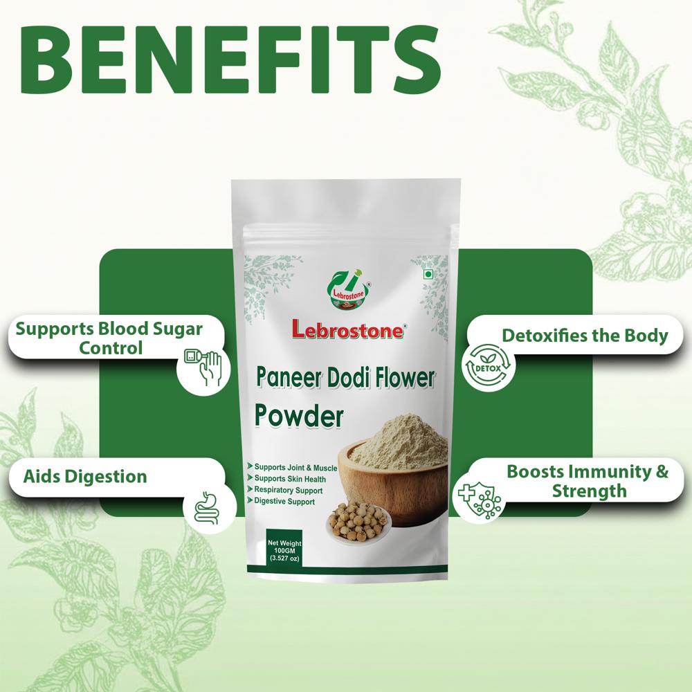 Lebrostone Paneer Dodi Flower Powder  Herbal Support for Blood Sugar Control & Wellness(100g)