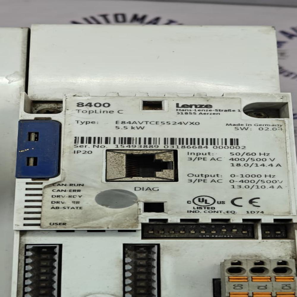 Lenze E84avtce5524vx0 - Plastic Composite With Metal Parts, 260x120x175mm, Grey | 5.5kw Drive, 98% Efficiency, Integrated Brake Chopper, V/f And Sensorless Vector Control, Canopen, Modbus Rtu, Profibus-ready