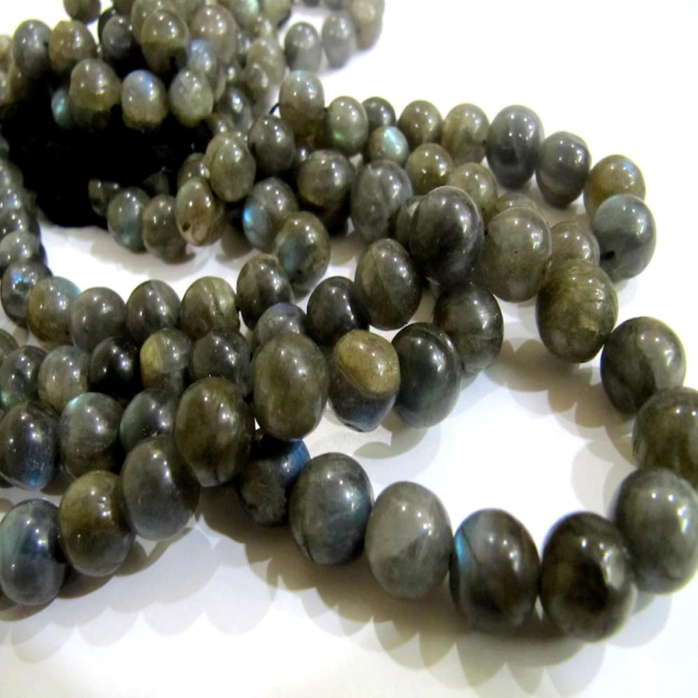 Natural Genuine Labradorite Round Ball Shape Plain Smooth Beads Size 9-10mm Strand 8 inch long Black Rainbow 