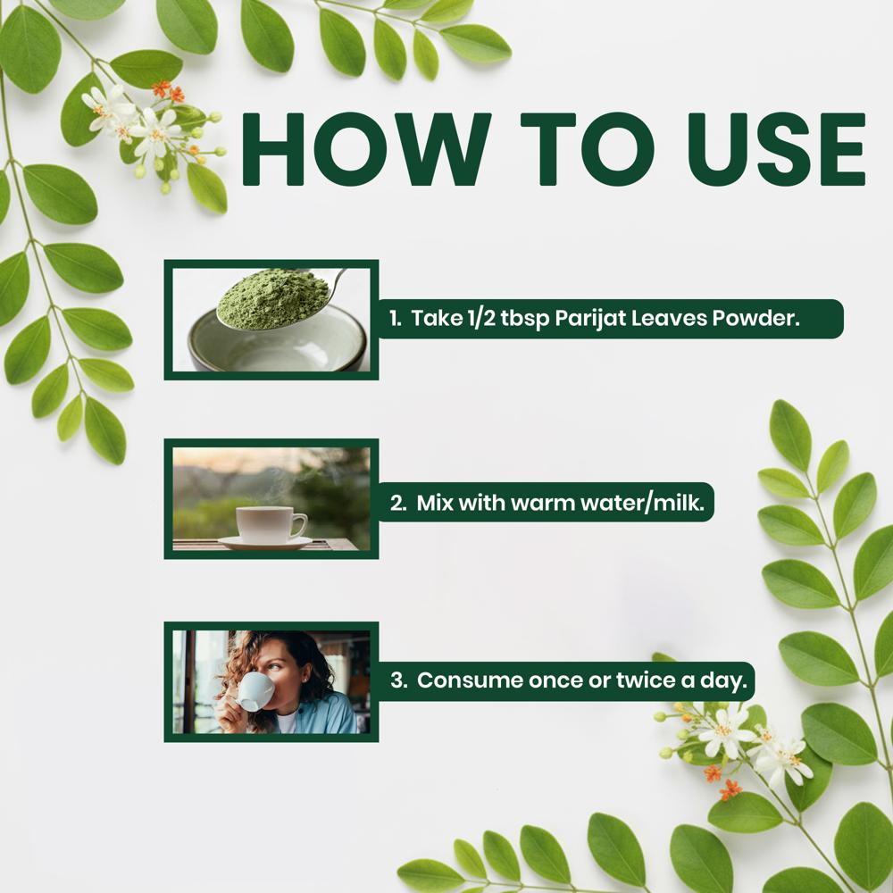 Lebrostone Parijat Leaves Powder Supports Bone Health, Sugar Balance & Wellness(100g)