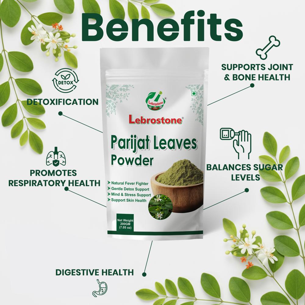 Lebrostone Parijat Leaves Powder  Supports Bone Health, Sugar Balance & Wellness(200g)