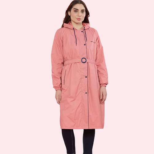 WKL14 Ladies Poly Printed PVC Knee Length Raincoat