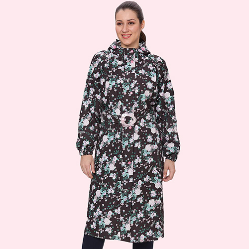 ZKL04 Ladies Printed PVC Knee Length Raincoat