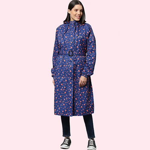 ZKL102 Ladies Coated Fab PVC Knee Length Raincoat