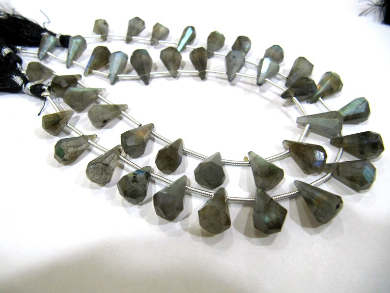 Natural Labradorite Blue Flashy Briolette Faceted Teardrop 6x10mm to 9x15mm Beads Sold per Strand 8 inches long 