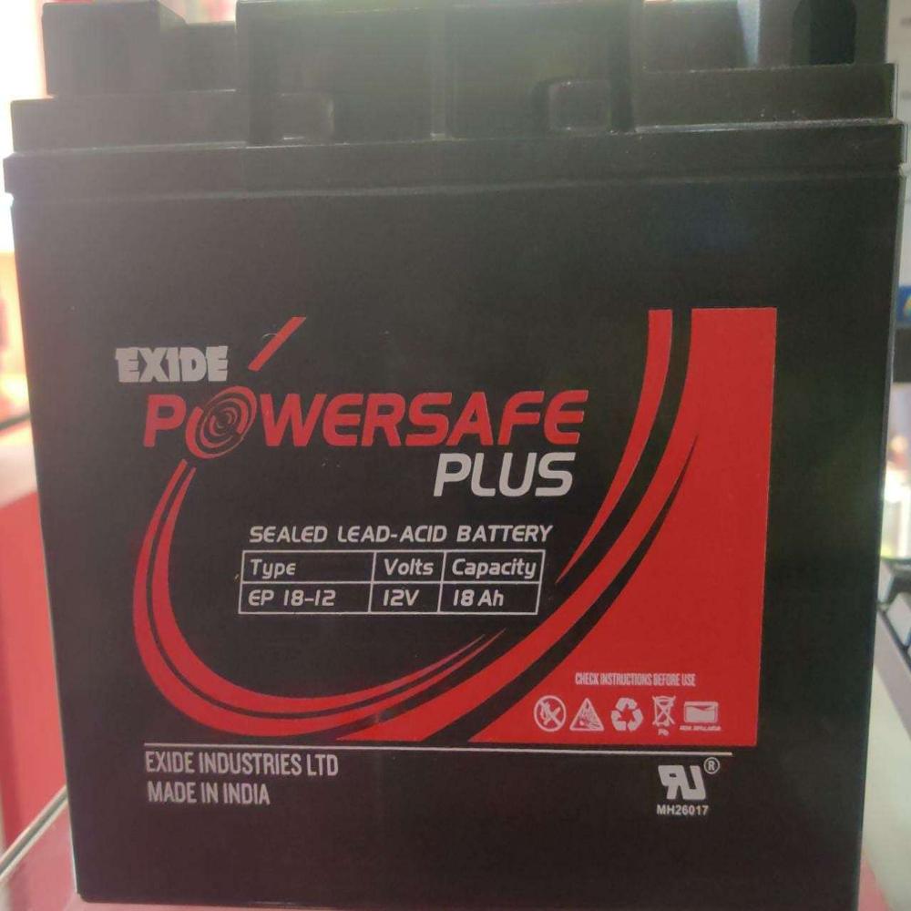 Exide 18ah 12v Smf Battery - Abs Plastic, 181x77x167mm, Red & Black | Microcontroller Control, >98% Efficiency, 30 Min Backup