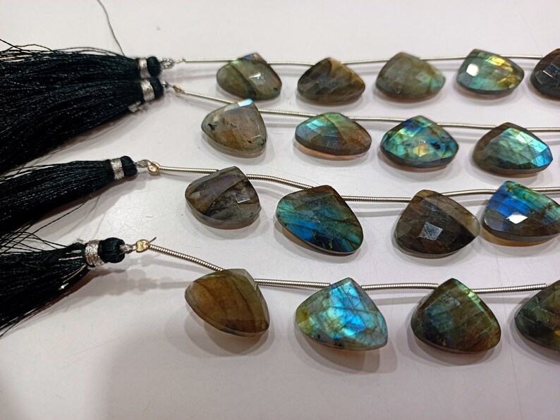 Natural Labradorite Briolette Heart Shape 16-20mm Beads Sold Per strand 8 inches long Jewelry Making Beads
