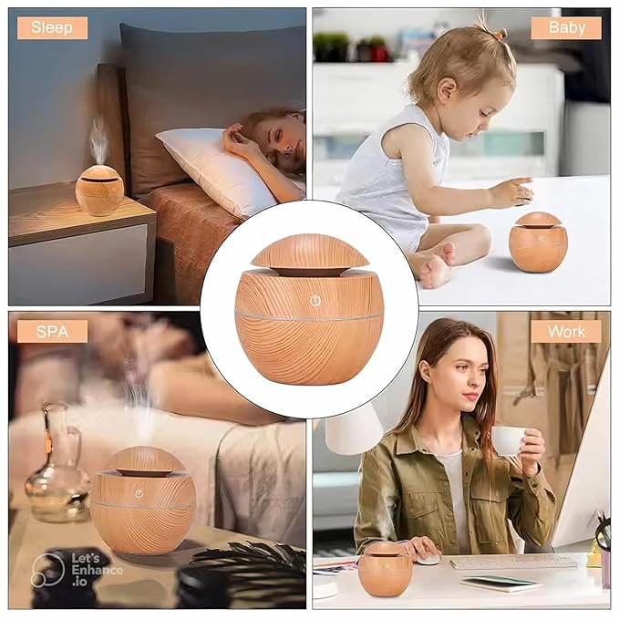 Ultrasonic Wood Grain Aroma Diffuser and Cool Mist Humidifier