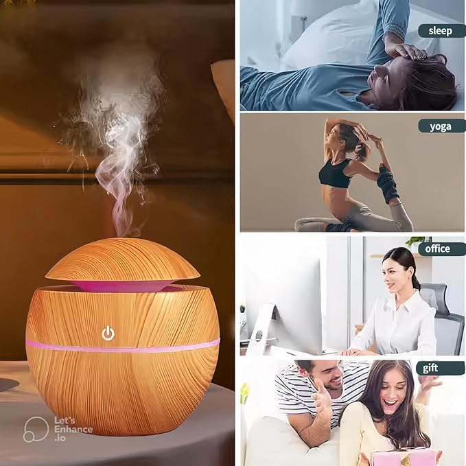 Ultrasonic Wood Grain Aroma Diffuser and Cool Mist Humidifier
