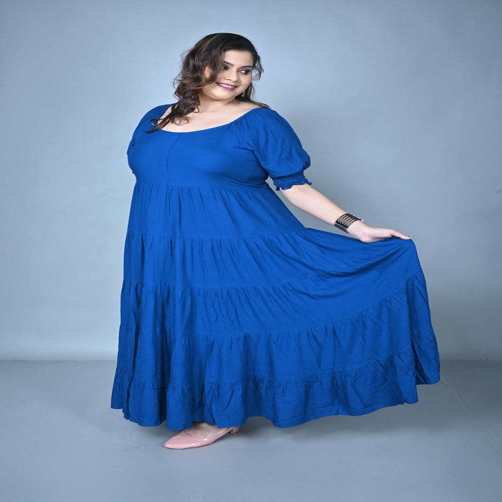 Blue Flared Maxi Gown