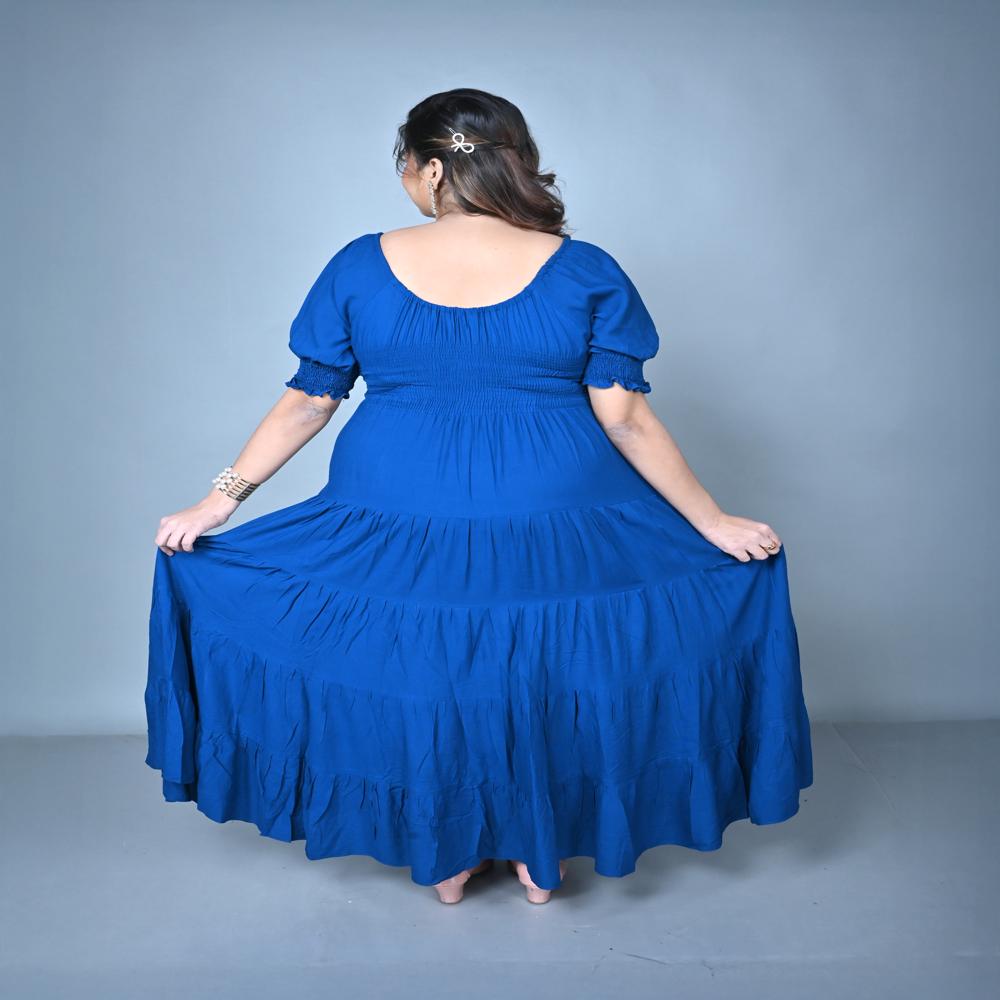 Blue Flared Maxi Gown