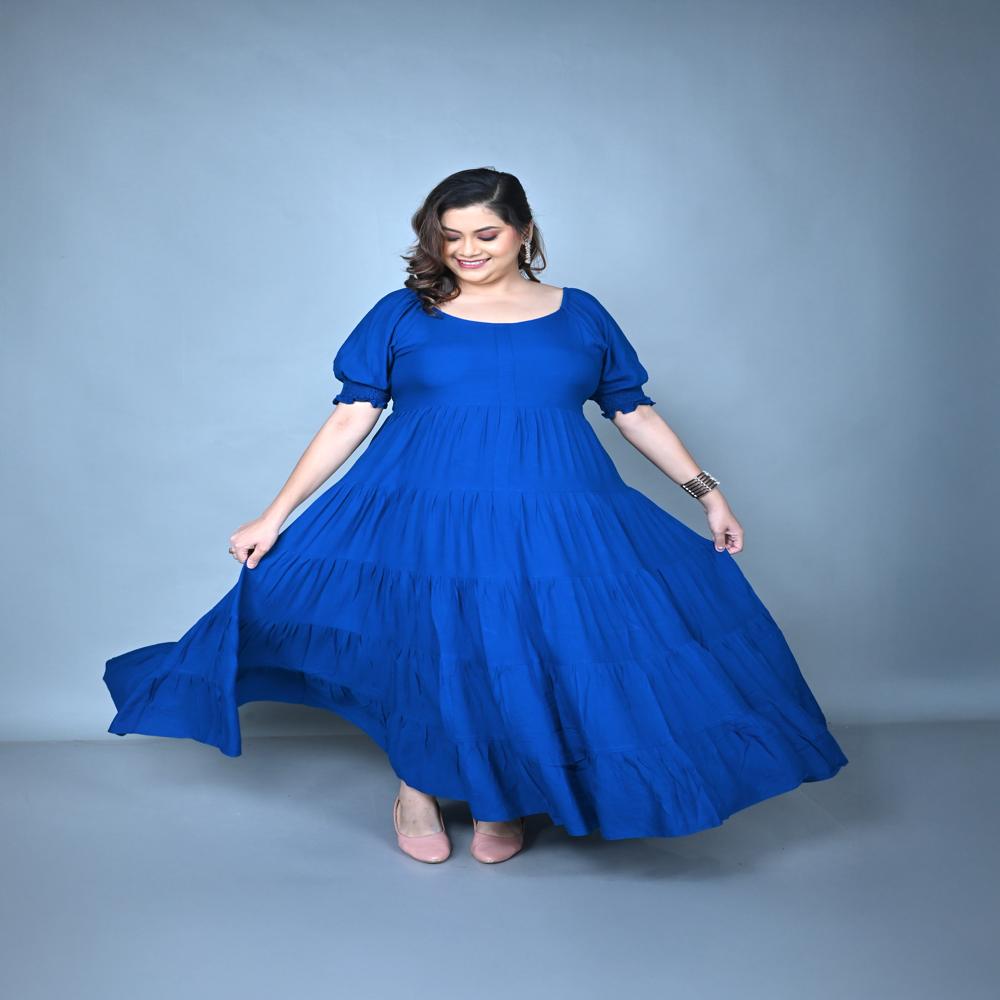 Blue Flared Maxi Gown