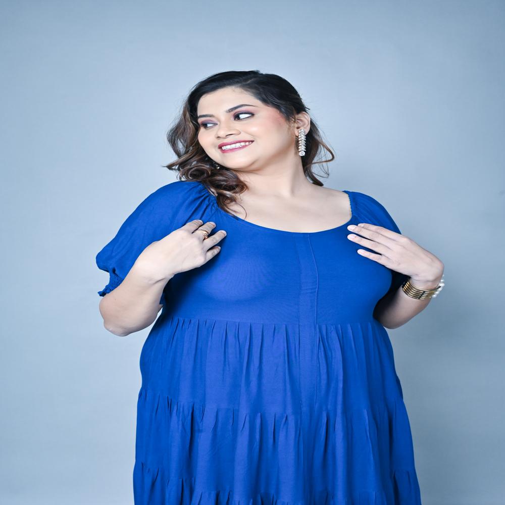 Blue Flared Maxi Gown