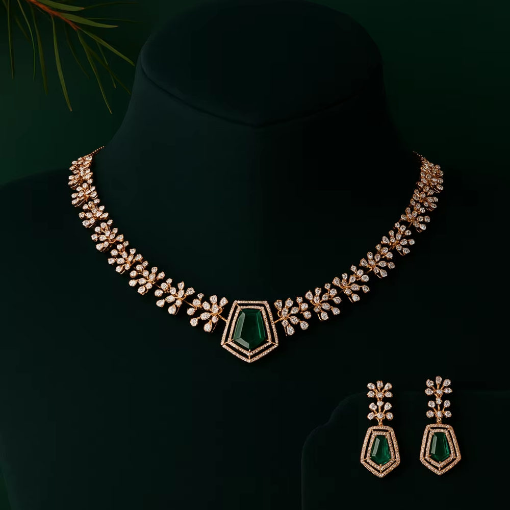 Labgrown Diamond Studded Necklace Set