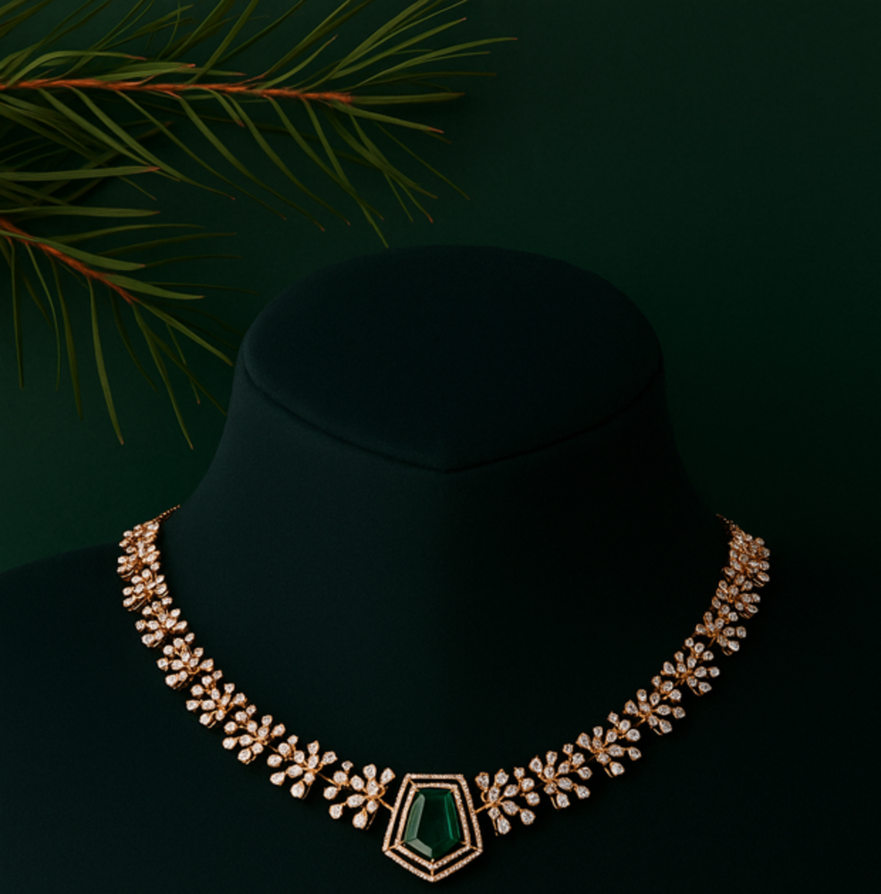 Labgrown Diamond Studded Necklace Set