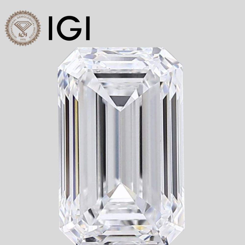 IGI Certified Lab Grown Diamond Emerald Cut 3.18ct D VVS2 Surat Diamond Jewelry Making