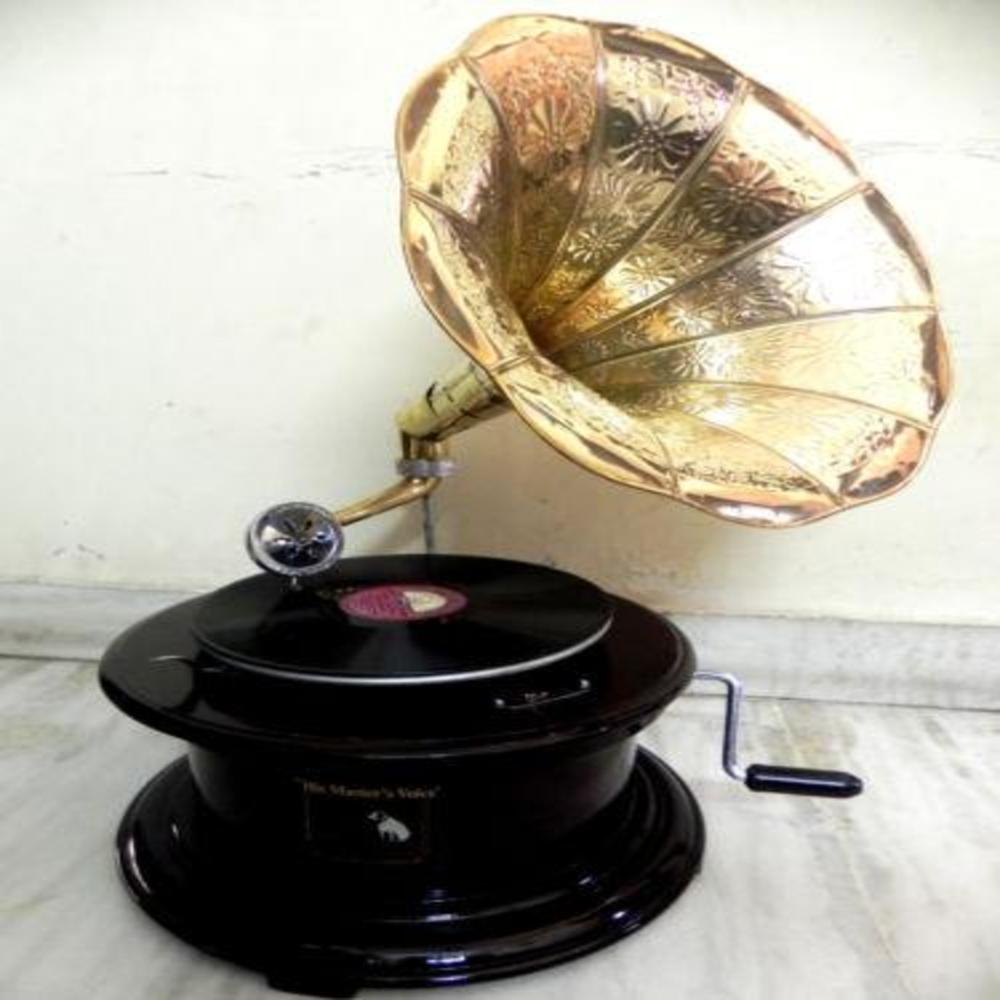 Antique Brass Wooden Gramophone
