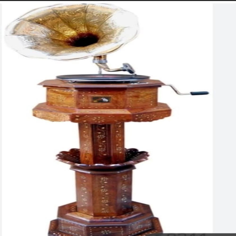 Antique Brass Wooden Gramophone