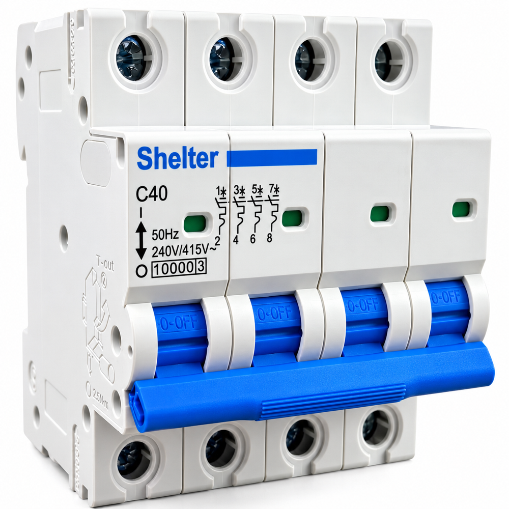 Shelter Fp 40A Ac Mcb - Material: Flame Retardant Abs Body