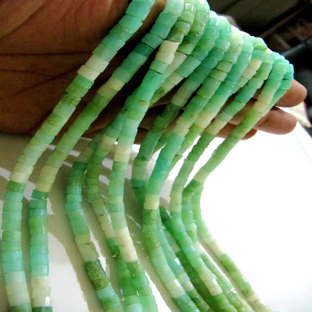 Natural Peruvian Green Opal Gemstone Rondelle Tyre shape Faceted Beads Size 5-6mm Strands 13 Inch Long Green Color Beads For jewelry making