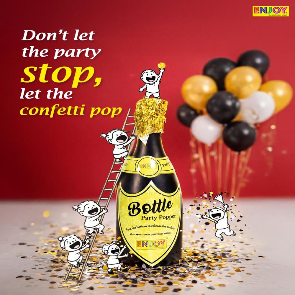 Cham pagne Bottle Confetti Popper -Enjoy
