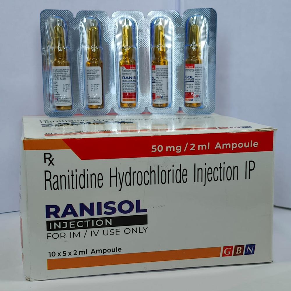 Ranitidine Hydrochloride Injection - 50mg/2ml Liquid Form | For Human Use, Prescription Only, Store At Normal Temperature