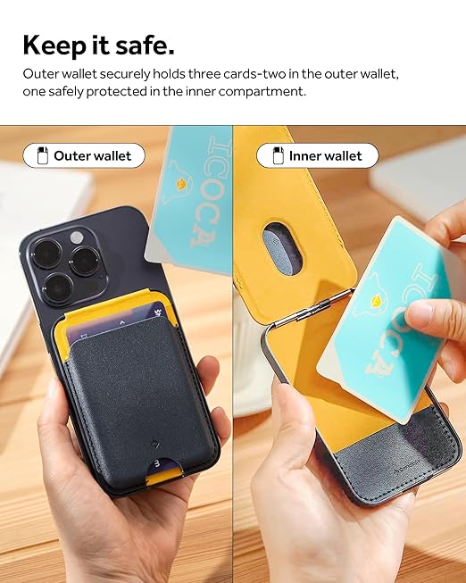 Magnetic Vegan Leather Card Holder Wallet with Adjustable Foldable Kickstand for Smartphones