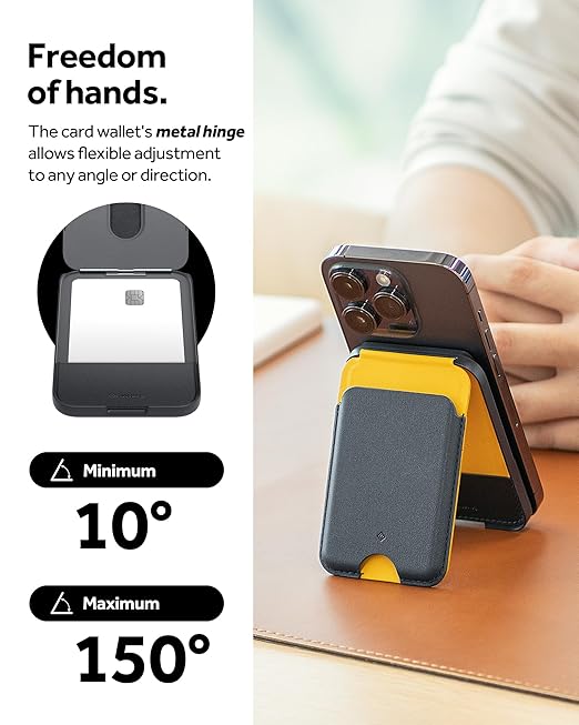 Magnetic Vegan Leather Card Holder Wallet with Adjustable Foldable Kickstand for Smartphones