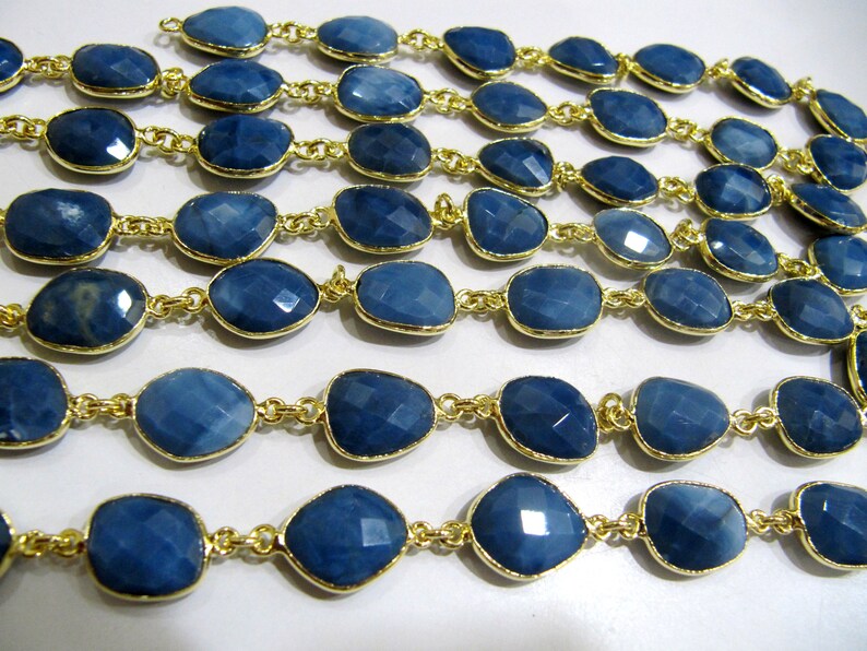 Natural Blue Opal Uneven Free Shape Briolette Bezel Connector Chain Size 12 to 15mm Wholesale prices Jewelry making bezel chain.