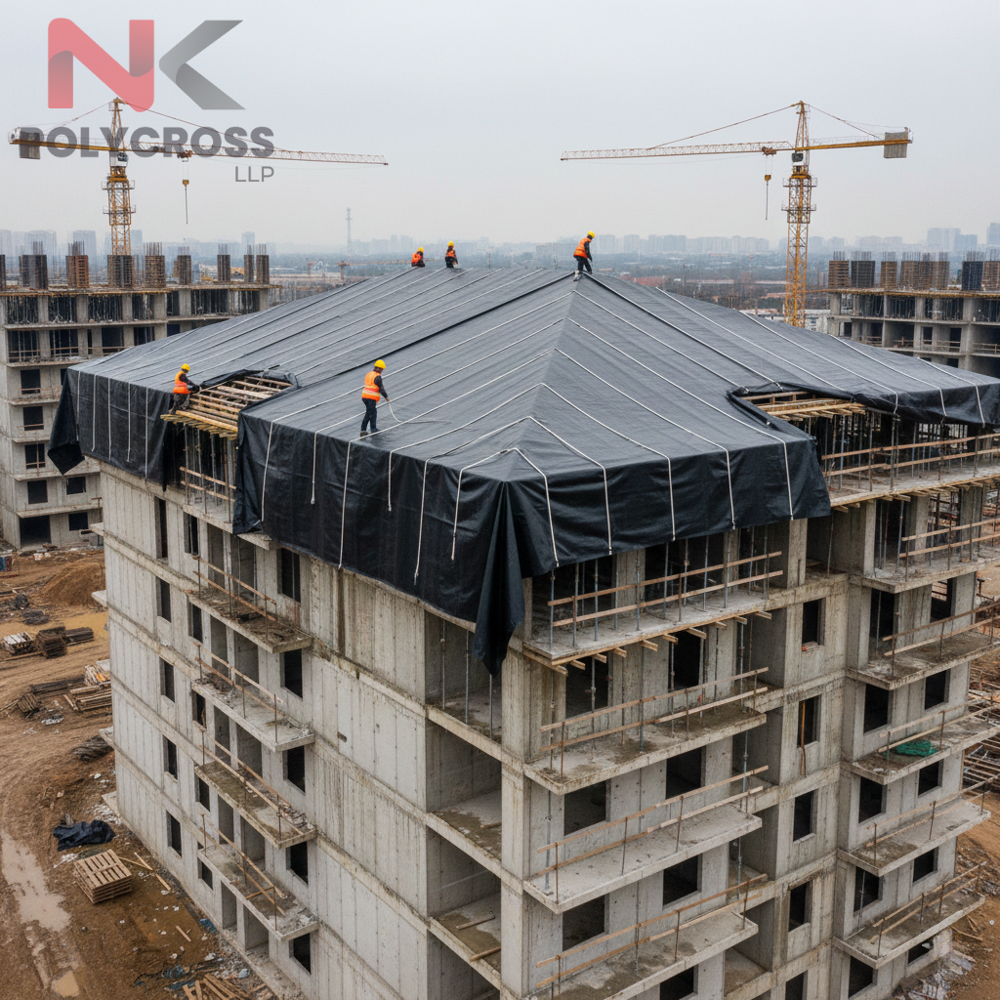 Temporary Roofing Plastic Tarpaulin - Color: Blue