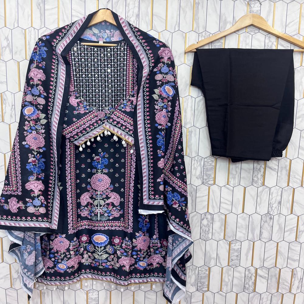 Stylish Printed Kurti For Women Premium Collection - Color: Black