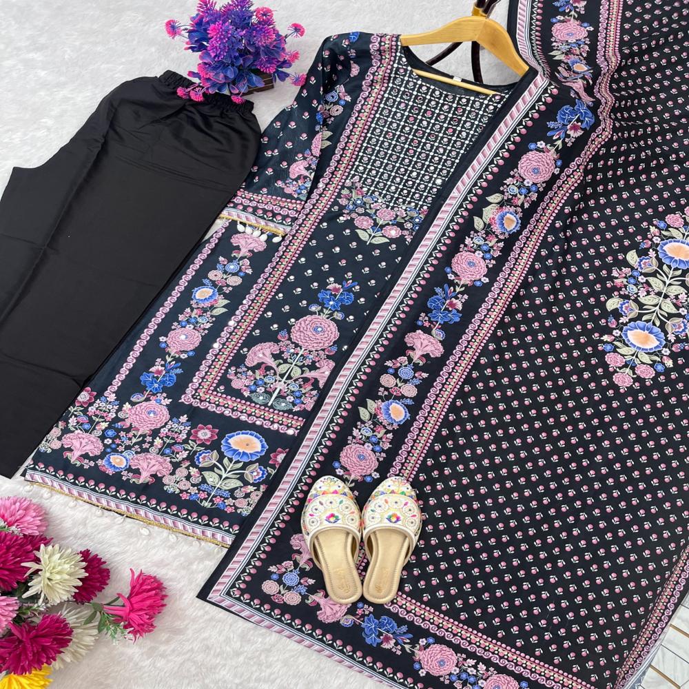 Stylish Printed Kurti For Women Premium Collection - Color: Black