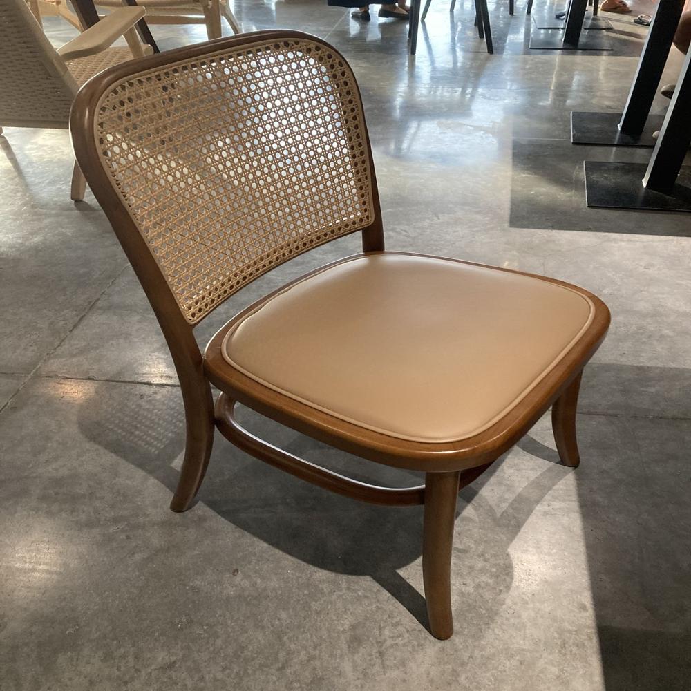 Wooden Restaurant Chair with Rattan Webbing Backrest