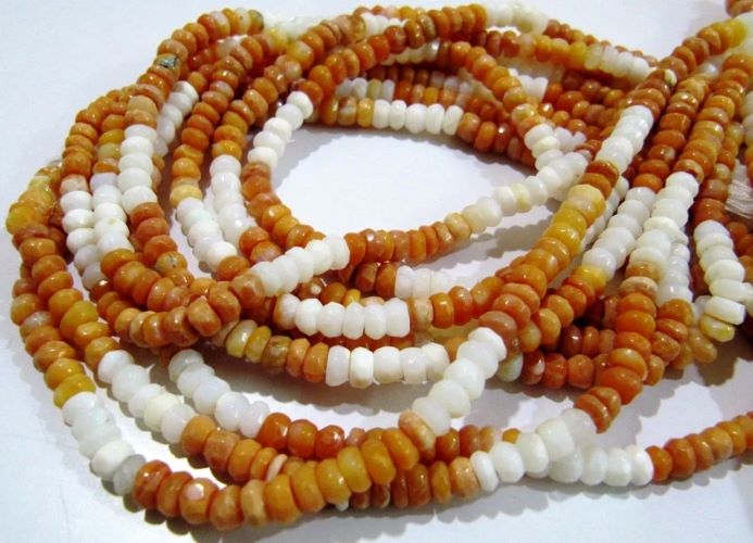Natural Fire Opal 4-5mm Beads Rondelle Faceted Fire Opal Gemstone Beads Strand 13 inches Semi Precious Beads Sold in Wholesale Price