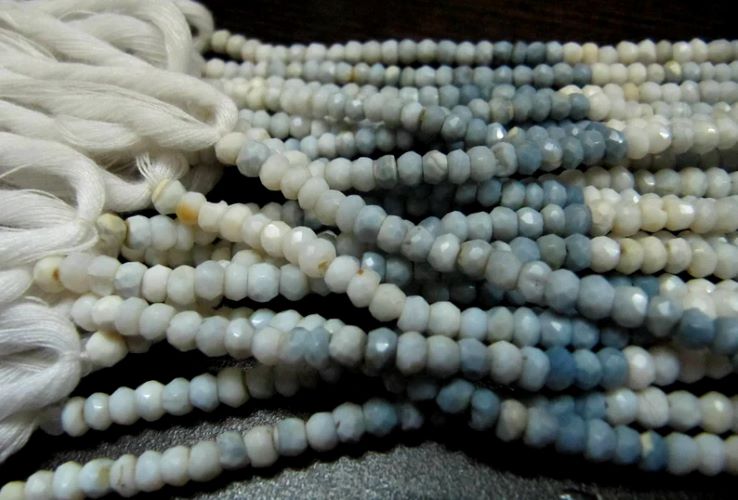 Natural Blue Opal Rondelle faceted Beads 2.5 to 4mm Size you choose best Quality Beads Strand 13 inches Long Jewelry making gemstone beads