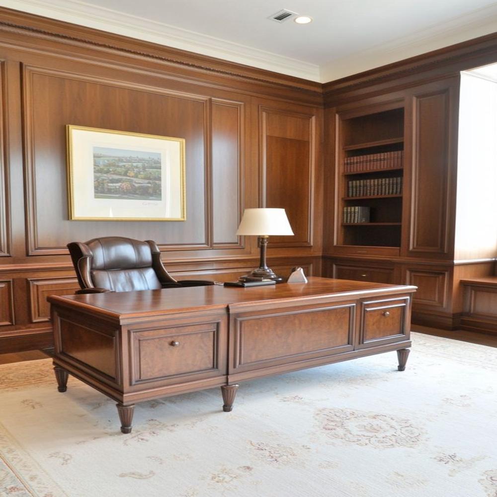 Hand-Carved Teak Wood Executive Desk