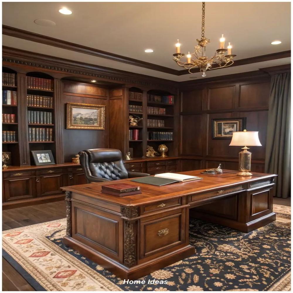 Hand-Carved Teak Wood Executive Desk