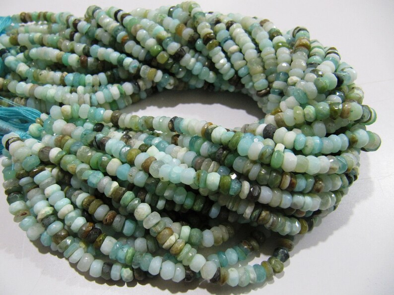 Natural Peruvian Blue Opal Rondelle faceted Beads 5 to 6mm best Quality Beads Strand 13 inches Long Jewelry making gemstone beads