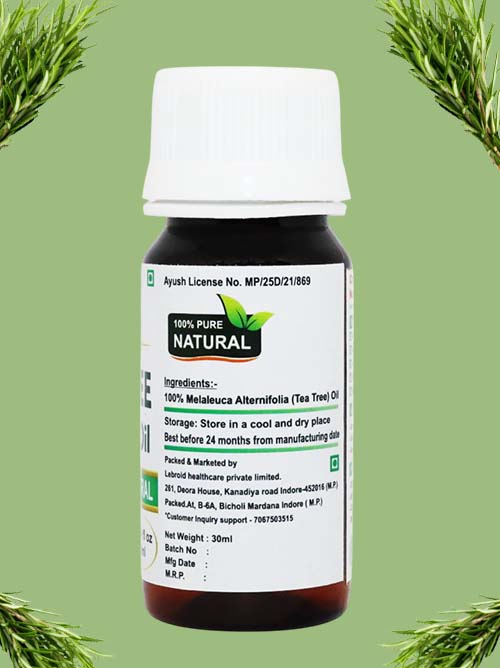 Turcy Tea Tree Essential Oil  Pure, Natural & Cold-Pressed for Skin Care, Hair Care,& Acne Treatment(30ml)