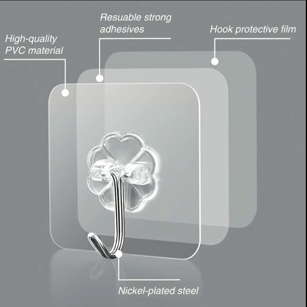 Adhesive flower wall hook