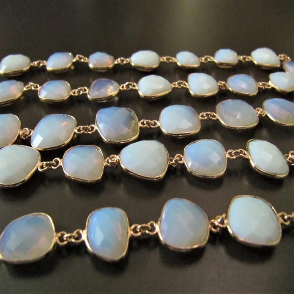 Mystic Pink Opal Quartz Uneven Free Shape Briolette Bezel Connector Chain Size 12-15mm Wholesale price Jewelry Making Link Chain