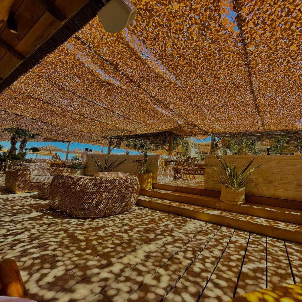 Designer Outdoor Shades for Pergolas & Rooftops Premium Panels Stylish Ceiling Tres Fabric cafe, Imported