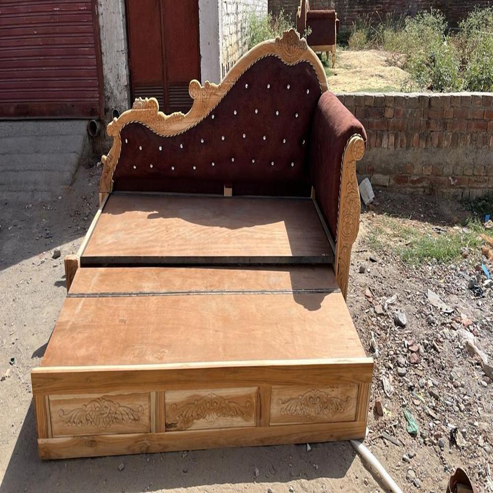 Premium 3 Seater Teak Wood Hand-Carved Sofa-Cum-Bed,  Luxury Space-Saving Furniture by Elegant Wood Art