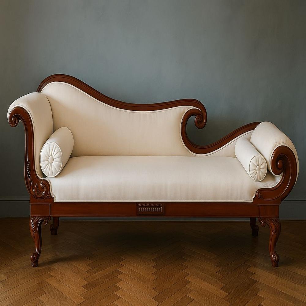 Premium Hand-Crafted Teak Wood Couch Sofa - Luxury Solid Wood Settee with Customizable Finish & Fabric by Elegant Wood Art