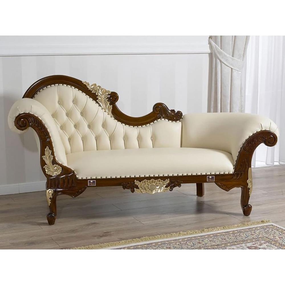 Premium Hand-Crafted Teak Wood Couch Sofa - Luxury Solid Wood Settee with Customizable Finish & Fabric by Elegant Wood Art