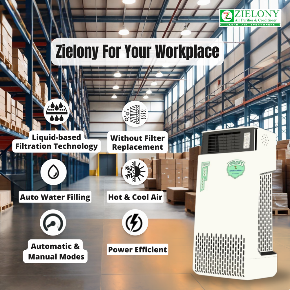 Zielony Air Purifier & Conditioner | Hot & Cool Air | No Filter Replacement | Eliminates PM (1-100), CO2, CO, NO2, SO2, NH3, TVOCs and Other Harmful Gases | 1 Year On-site Warranty