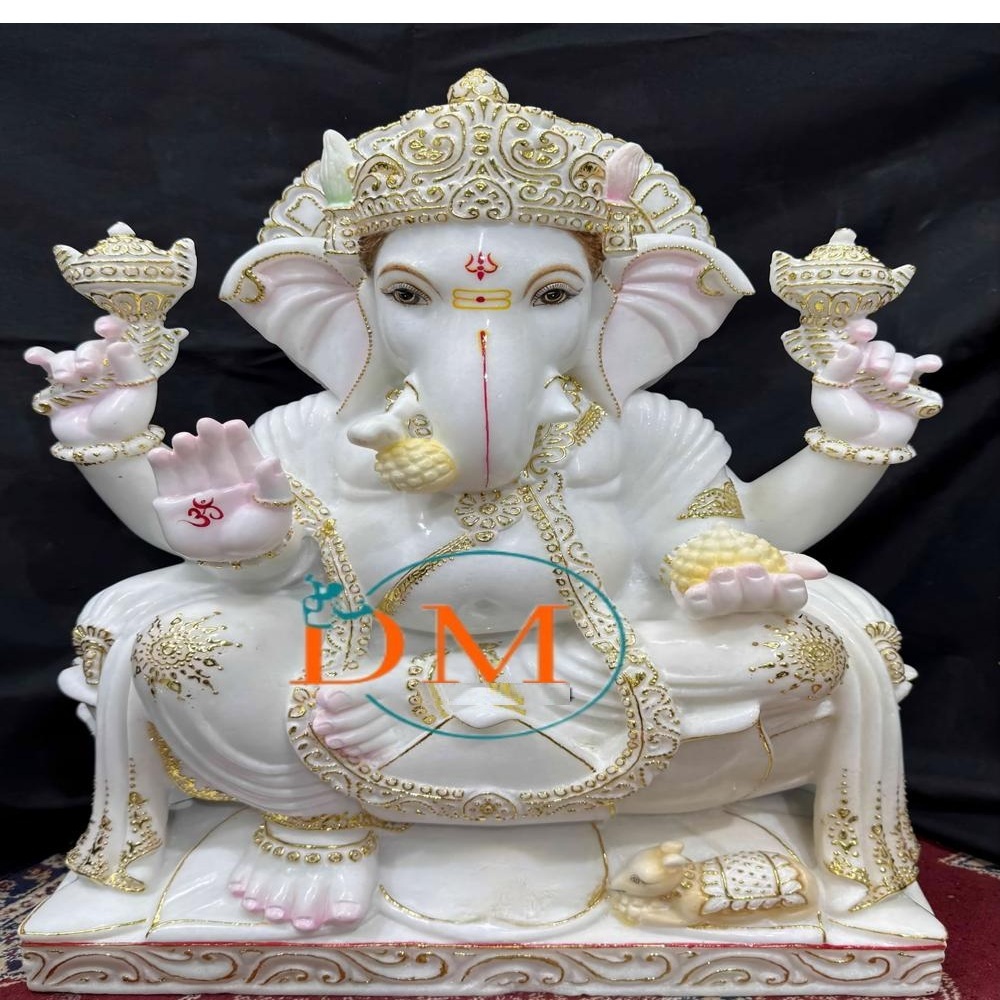 White Marble 18 Inch Vaitnaam Ganesh Marble Statue - Feature: Durable