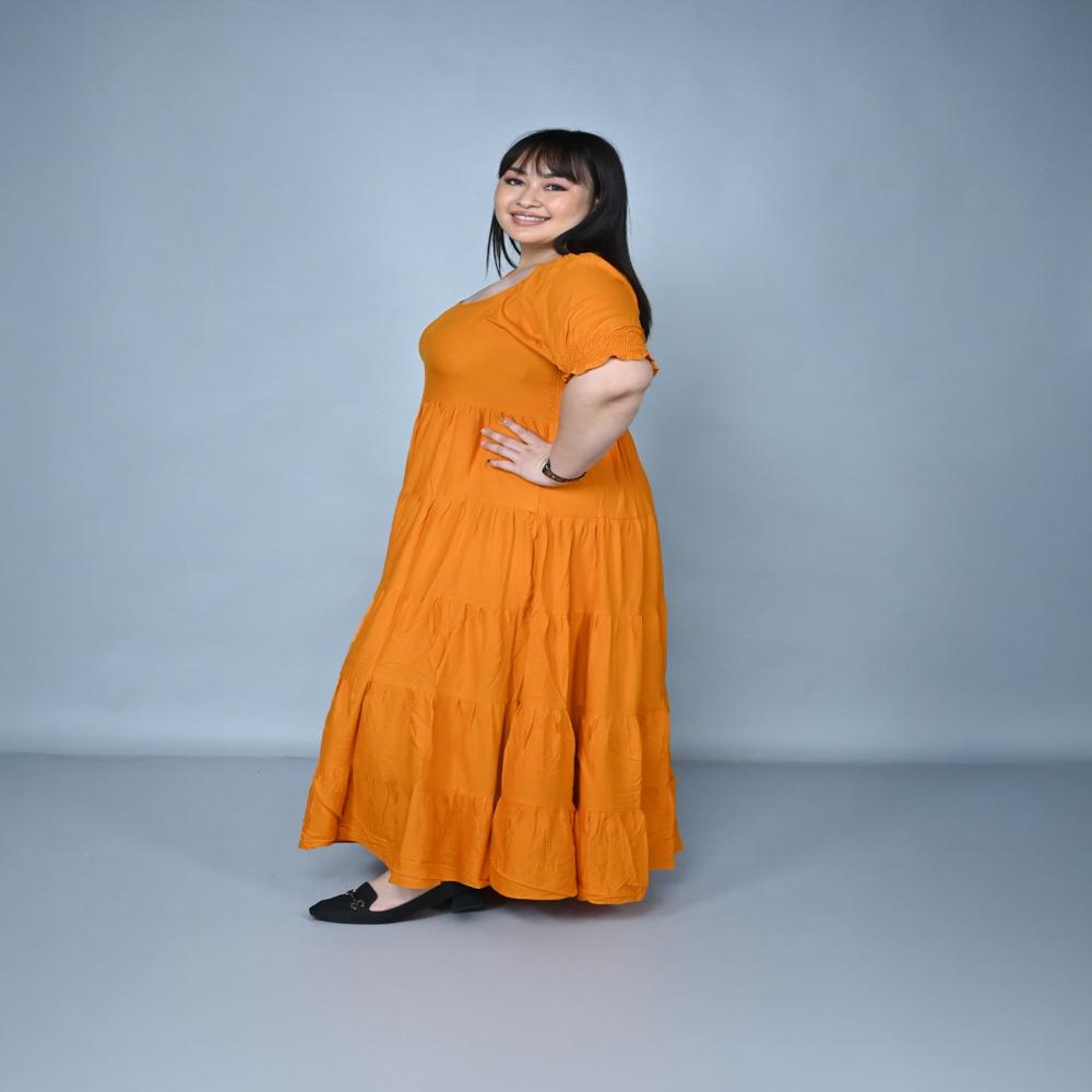 Multi tiered front slit maxi dress