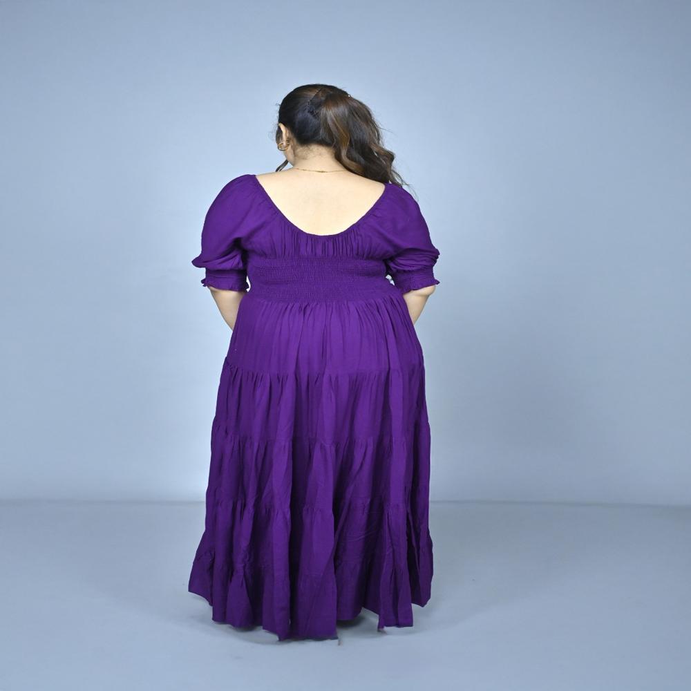 Multi tiered front slit maxi dress