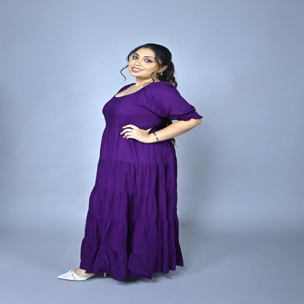 Multi tiered front slit maxi dress